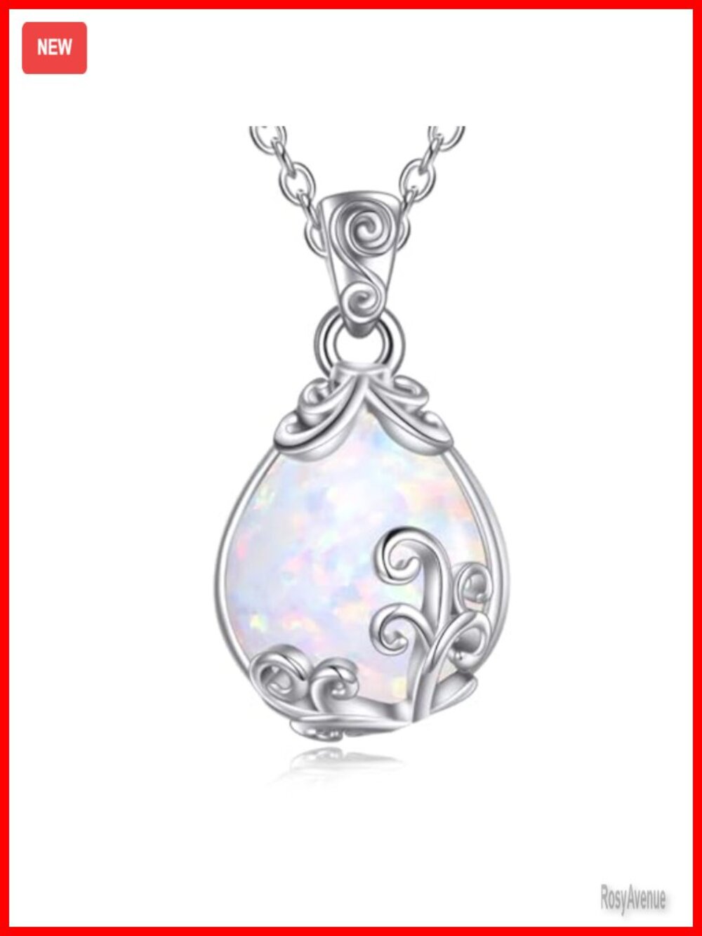 Sterling Silver Gemstone Teardrop Pendant Necklace 18in Crystal Jewelry